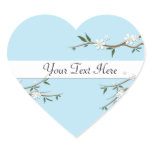 White Blossoms Heart Wedding Stickers