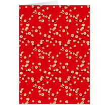 White Blossoms on Red Greeting Card