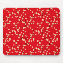 White Blossoms on Red Mousepads