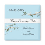 White Blossoms Save the Date Magnet