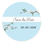 White Blossoms Save the Date Stickers