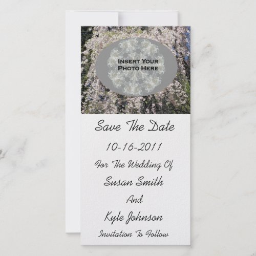 White Blossoms Wedding Save The Date Photo Card photocard