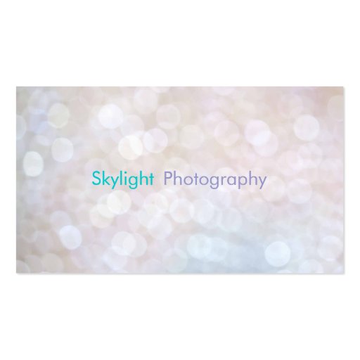 White & Blue Bokeh Photography Business Cards (front side)