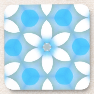 White Blue Daisies in Hexagons