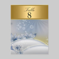 White Blue Flowers Party table Numbers 2 postcards