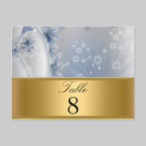 White Blue Flowers Party table Numbers postcards