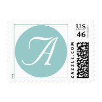 White Blue Monogram A Postage