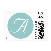 White Blue Monogram A Postage