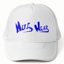 White & Blue Mul Wear logo cap
