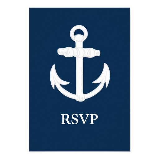 White/Blue Nautical Anchor Symbol Custom Invites