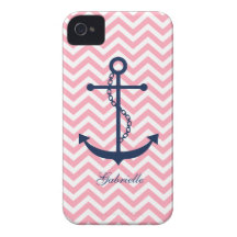 White Blue & Pink Zigzag Pattern Anchor