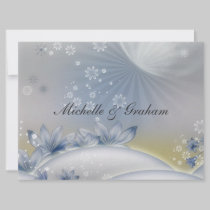 White Blue  Popular Elegant Wedding Invitation