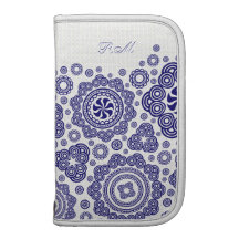 White & Blue Retro Circles Pattern-nogram Organizers