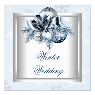 White Blue Snowflake Blue Winter Wedding Custom Invites