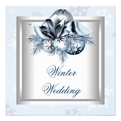 White Blue Snowflake Blue Winter Wedding Custom Invites