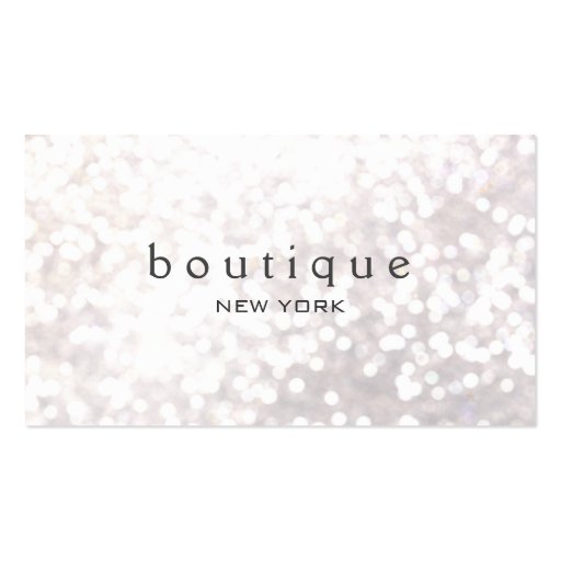 White Bokeh Glitter Elegant Fashion Boutique Business Card Templates (front side)