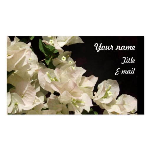 White Bougainvillea Flowers Business card (front side)