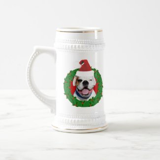 White boxer Christmas stein mug