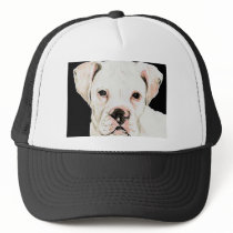 "White Boxer" Dog Art Hat