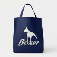 white Boxer Dog Canvas Bags