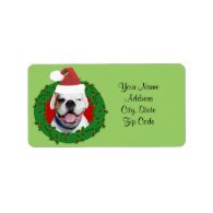 White Boxer Dog Christmas address labels