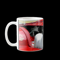 White Boxer Dog in Maserati mug mugs