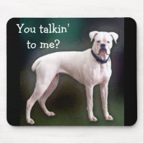 White boxer dog mouse pad