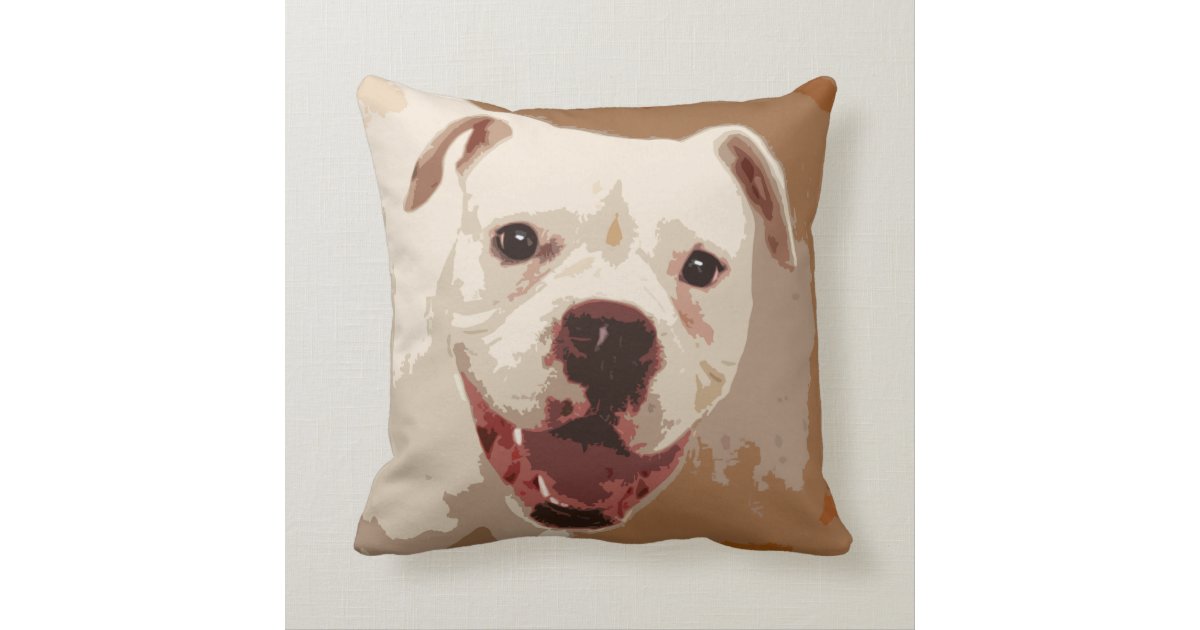 white Boxer Dog Throw Pillow Zazzle