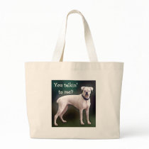 White boxer dog tote bag