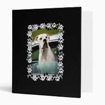 White Boxer in a Car Vinyl Binders