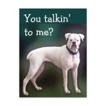 White boxer postcard by dollargrafix White boxer postcard