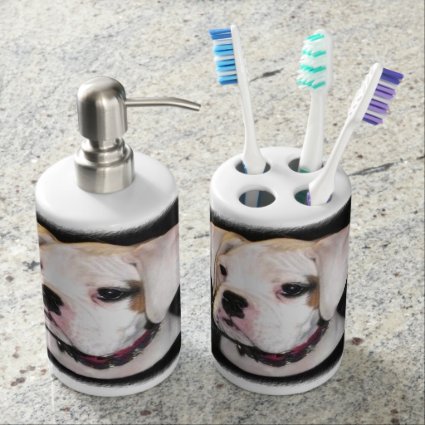 White Boxer puppy Soap Dispensers