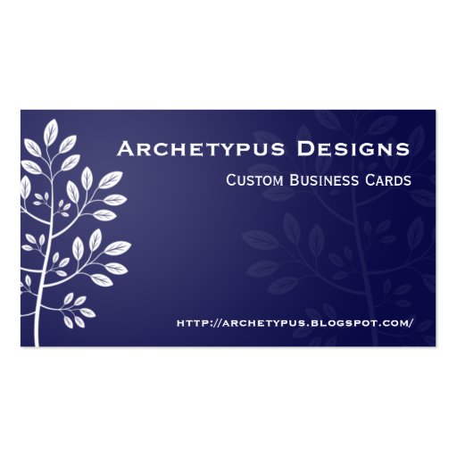 White Branch on Blue Business Card (back side)