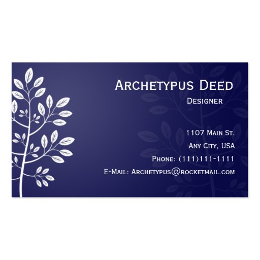 White Branch on Blue Business Card