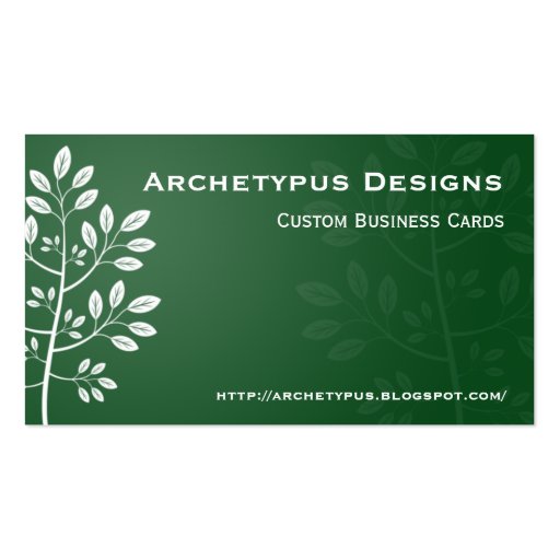 White Branch on Green Business Card (back side)