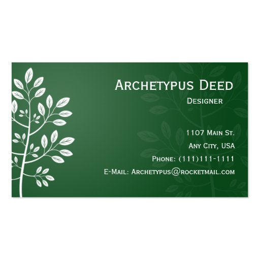 White Branch on Green Business Card
