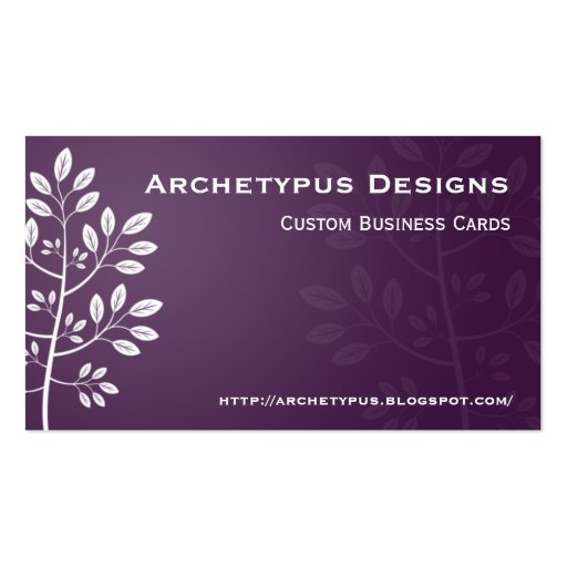 White Branch on Purple Business Card (back side)