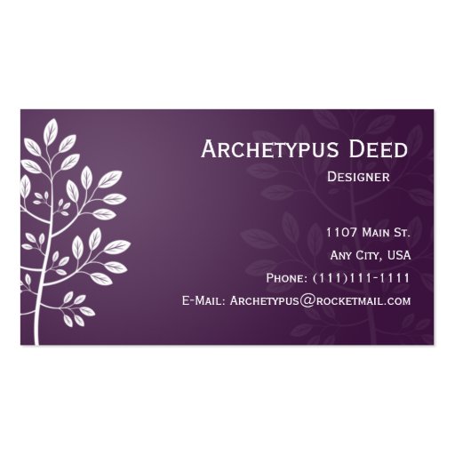 White Branch on Purple Business Card