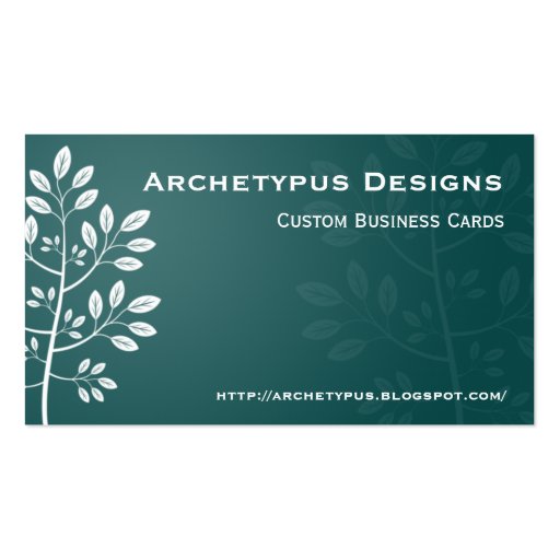 White Branch on Teal Business Card (back side)