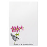 White Breasted Nuthatch on Lilies Customized Stationery