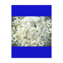 White Bridal Bouquet In Blue Postcard