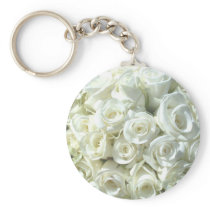 White Bridal Bouquet Keychain - Customizable