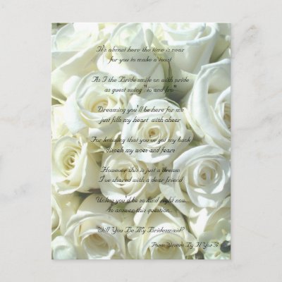 White Bridal Bouquet Will You Be My Bridesmaid Post Card by WeddingsBest