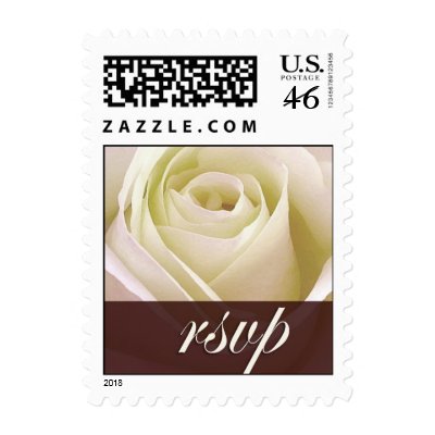 White Bridal Double Rose RSVP Postage Stamp
