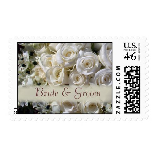 White bridal rose bouquet stamp