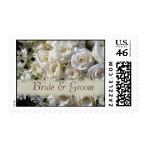 White bridal rose bouquet stamps