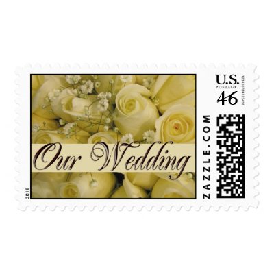 White bridal rose bouquet postage stamps