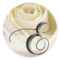 White Bridal Rose Monogram Sticker Initial E by aslentz White Bridal Rose Monogram Sticker Initial E