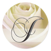 White Bridal Rose Monogram Sticker...Initial J by aslentz White Bridal Rose Monogram Sticker...Initial J