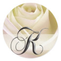 White Bridal Rose Monogram Sticker Initial K